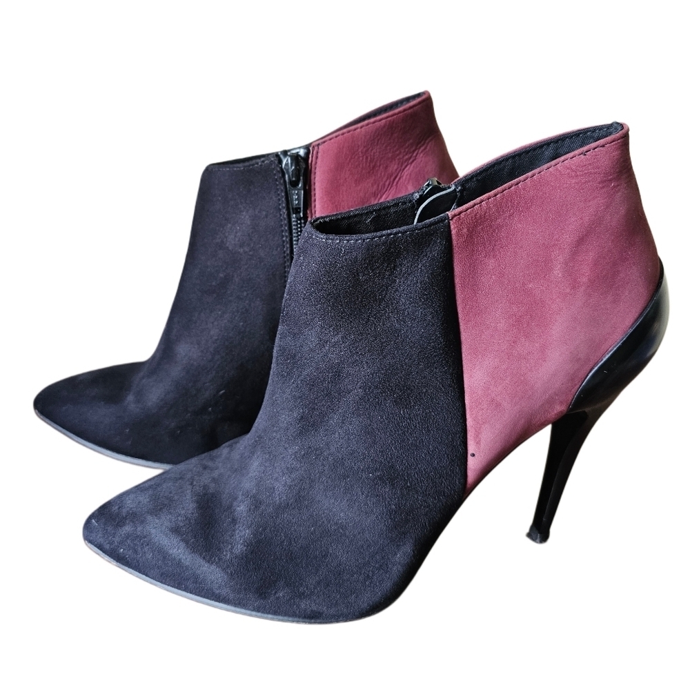 Aldo boots size 8 black and burgundy suede upper